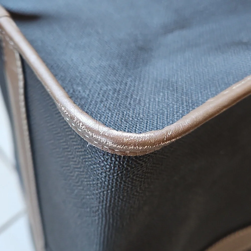 👀SALE💸 Dunhill Black and Brown Leather Travel Tote Duffel Bag